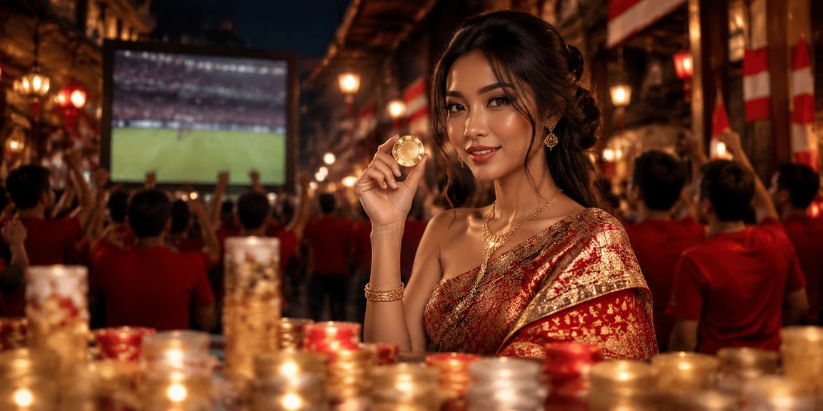 Suasana festival lotere dan taruhan dengan keramaian dan lampu warna-warni